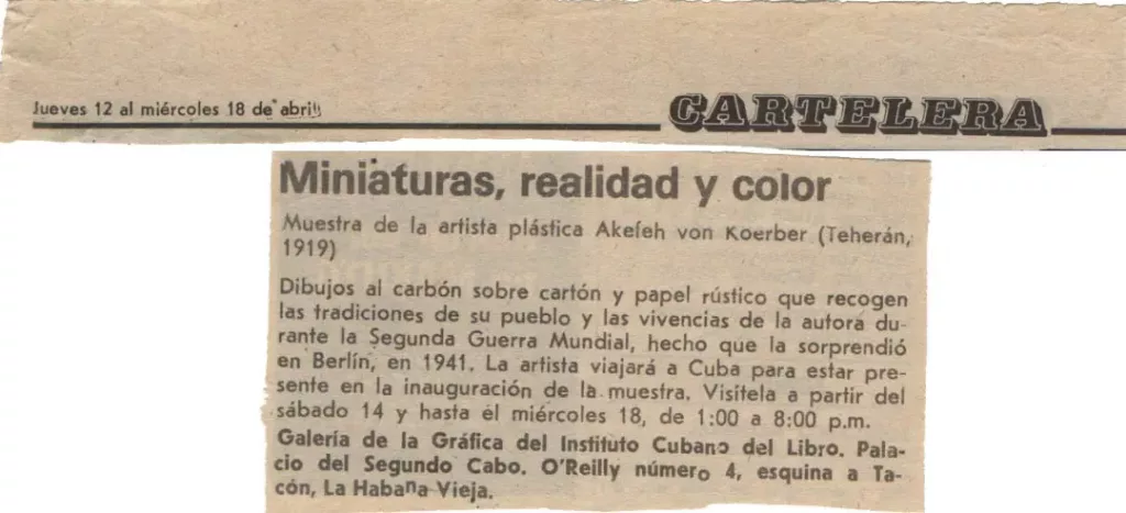 1990 cartelera ausstellung ankuendigung akefeh von koerber