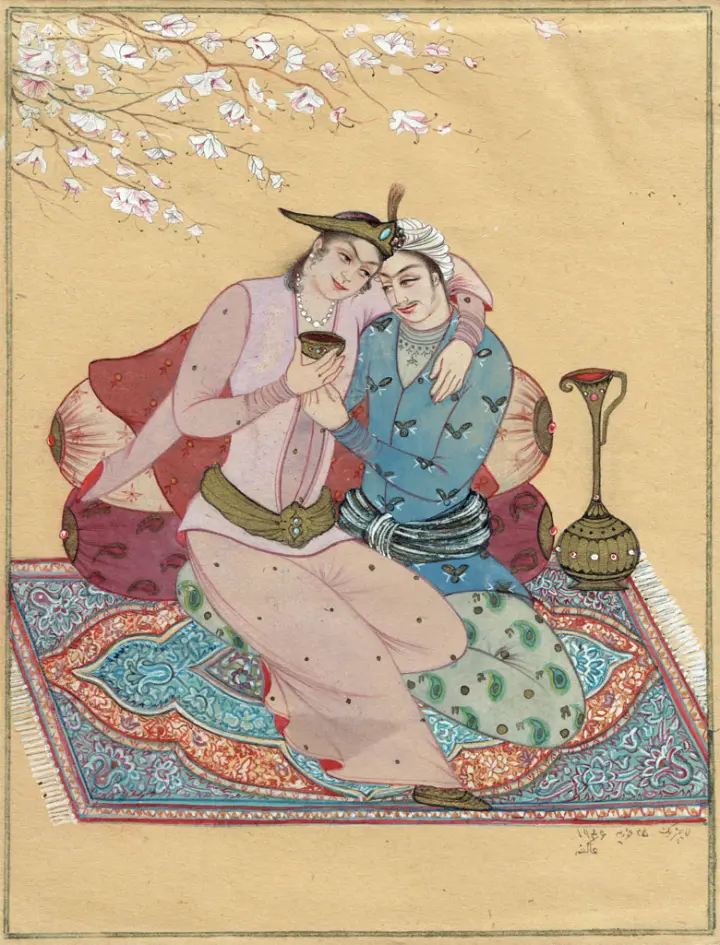 Akefeh von Koerber: Lovers, Drinking Wine III, Persian miniature