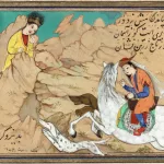 Schirin und Khossrow, persische Miniatur und Illustration eines persischen Märchens