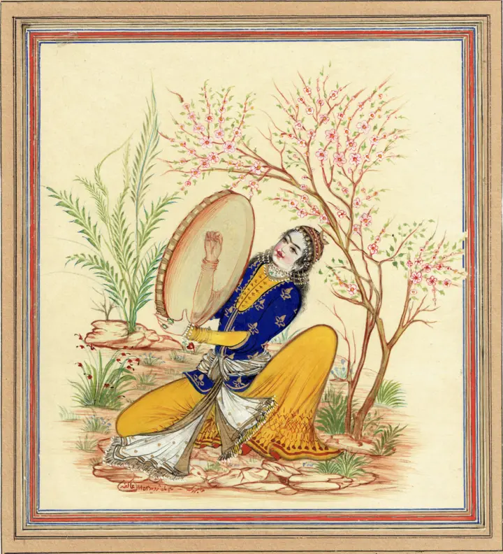 Akefeh von Koerber: Tänzerin mit Tamburin, persische Miniatur