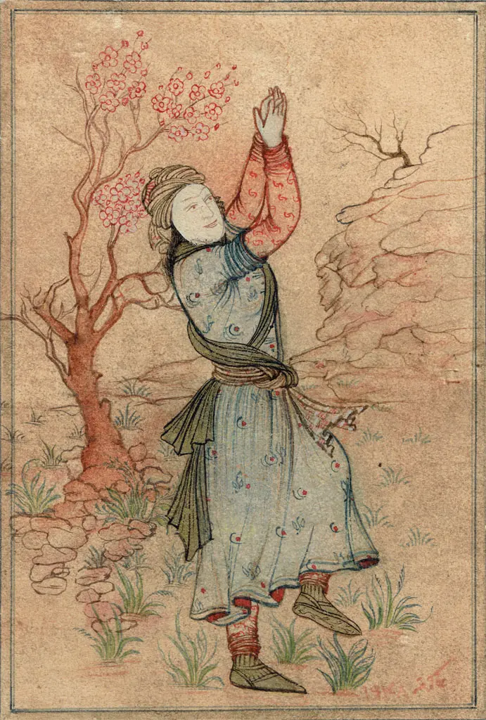Akefeh von Koerber: Spring Dance with Mask, Persian miniature